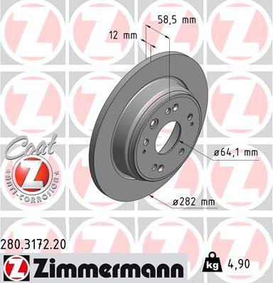 Zimmermann 280.3172.20 - Тормозной диск unicars.by