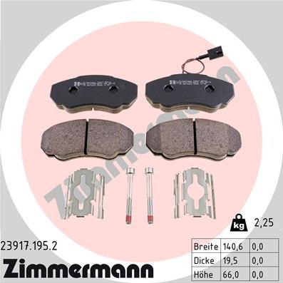 Zimmermann 23917.195.2 - Тормозные колодки, дисковые, комплект unicars.by