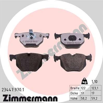 Zimmermann 23447.970.1 - Тормозные колодки, дисковые, комплект unicars.by