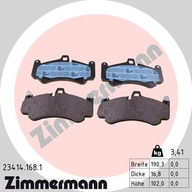 Zimmermann 23414.168.1 - Тормозные колодки, дисковые, комплект unicars.by