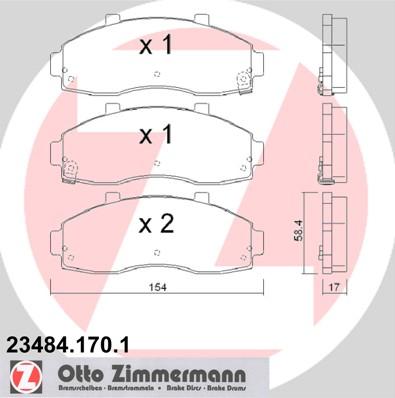 Zimmermann 23484.170.1 - Тормозные колодки, дисковые, комплект unicars.by