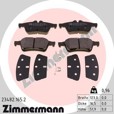 Zimmermann 23482.165.2 - Тормозные колодки, дисковые, комплект unicars.by