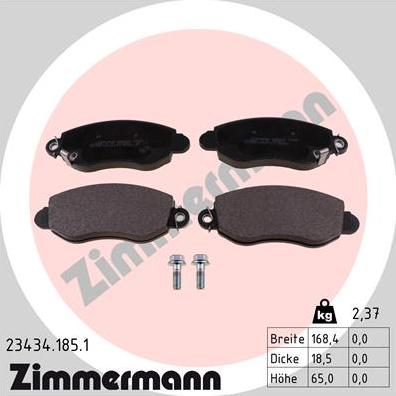 Zimmermann 23434.185.1 - Тормозные колодки, дисковые, комплект unicars.by