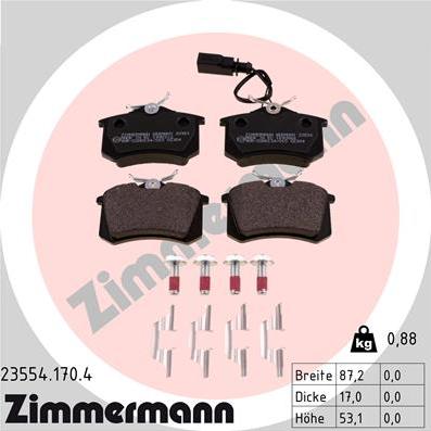 Zimmermann 23554.170.4 - Тормозные колодки, дисковые, комплект unicars.by