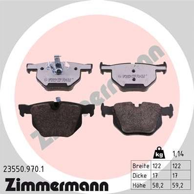 Zimmermann 23550.970.1 - Тормозные колодки, дисковые, комплект unicars.by