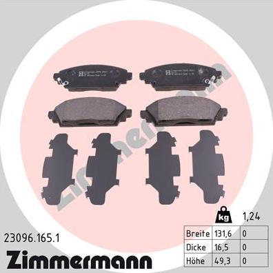 Zimmermann 23096.165.1 - Тормозные колодки, дисковые, комплект unicars.by