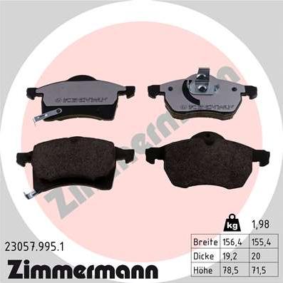 Zimmermann 23057.995.1 - Тормозные колодки, дисковые, комплект unicars.by