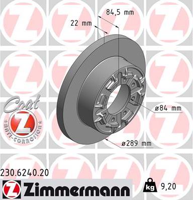 Zimmermann 230.6240.20 - Тормозной диск unicars.by