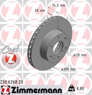 Zimmermann 230.6268.20 - Тормозной диск unicars.by