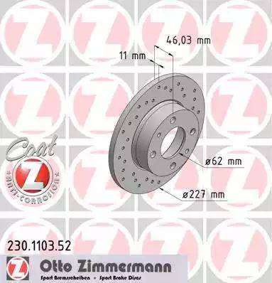 Zimmermann 230.1103.52 - Тормозной диск unicars.by