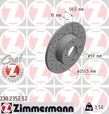 Zimmermann 230.2352.52 - Тормозной диск unicars.by