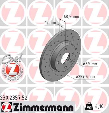 Zimmermann 230.2357.52 - Тормозной диск unicars.by