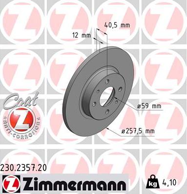 Zimmermann 230.2357.20 - Тормозной диск unicars.by