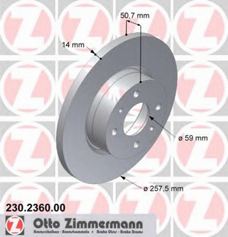 Zimmermann 230236000 - Тормозной диск unicars.by