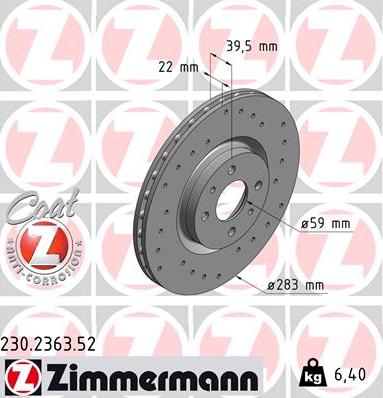 Zimmermann 230.2363.52 - Тормозной диск unicars.by