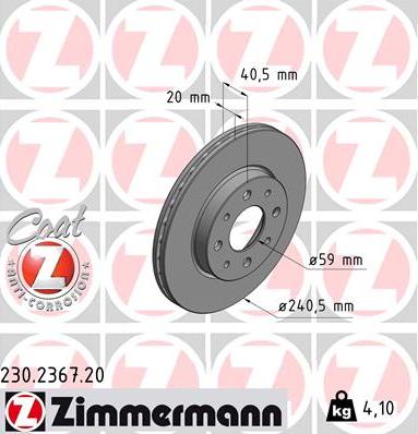 Zimmermann 230.2367.20 - Тормозной диск unicars.by