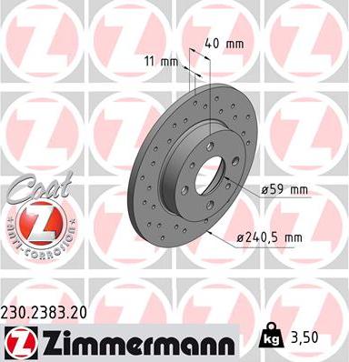 Zimmermann 230.2383.20 - Тормозной диск unicars.by