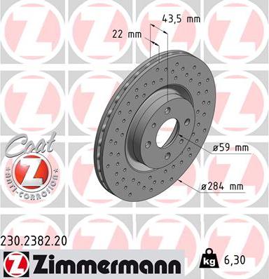 Zimmermann 230.2382.20 - Тормозной диск unicars.by