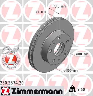 Zimmermann 230.2374.20 - Тормозной диск unicars.by