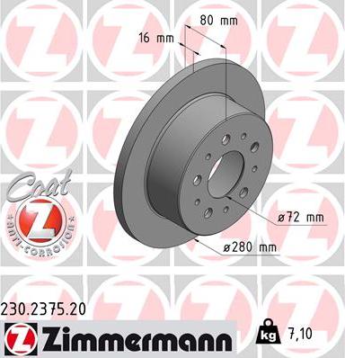 Zimmermann 230.2375.20 - Тормозной диск unicars.by