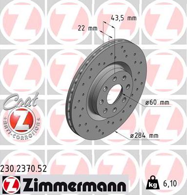 Zimmermann 230.2370.52 - Тормозной диск unicars.by