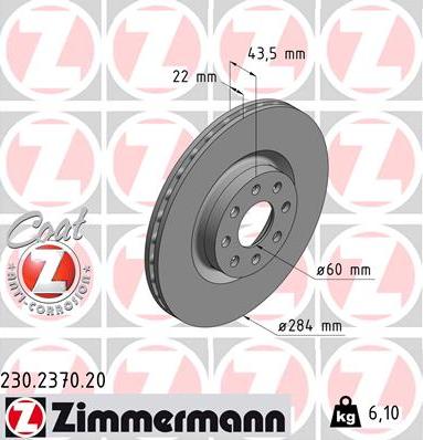 Zimmermann 230.2370.20 - Тормозной диск unicars.by