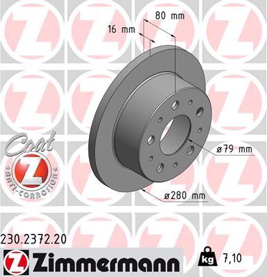 Zimmermann 230.2372.20 - Тормозной диск unicars.by