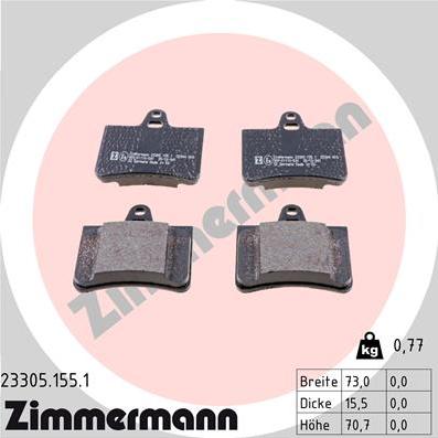 Zimmermann 23305.155.1 - Тормозные колодки, дисковые, комплект unicars.by