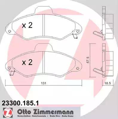 Zimmermann 23300.185.1 - Тормозные колодки, дисковые, комплект unicars.by