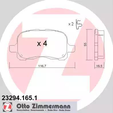 Zimmermann 23294.165.1 - Тормозные колодки, дисковые, комплект unicars.by