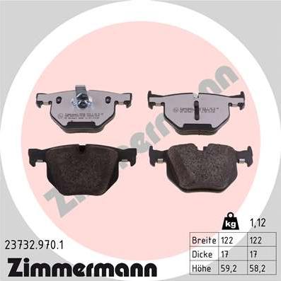 Zimmermann 23732.970.1 - Тормозные колодки, дисковые, комплект unicars.by