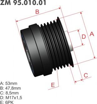 ZM ZM 95.010.01 - Шкив генератора, муфта unicars.by