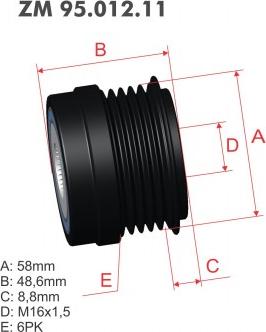 ZM ZM 95.012.11 - Шкив генератора, муфта unicars.by