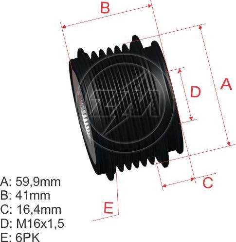 ZM ZM 96.005.41 - Шкив генератора, муфта unicars.by