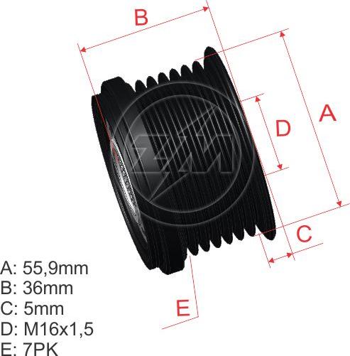 ZM ZM 96.000.30 - Шкив генератора, муфта unicars.by