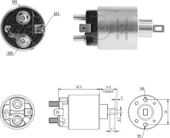 ZM ZM 2-411 - Тяговое реле, соленоид, стартер unicars.by