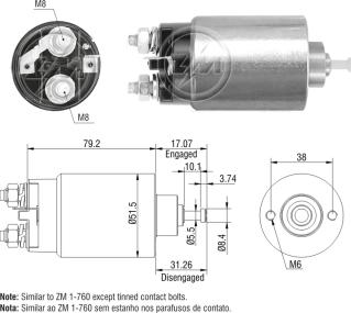 ZM ZM-760 - Тяговое реле, соленоид, стартер unicars.by