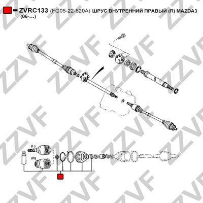 ZZVF ZVRC133 - Шарнирный комплект, ШРУС, приводной вал unicars.by