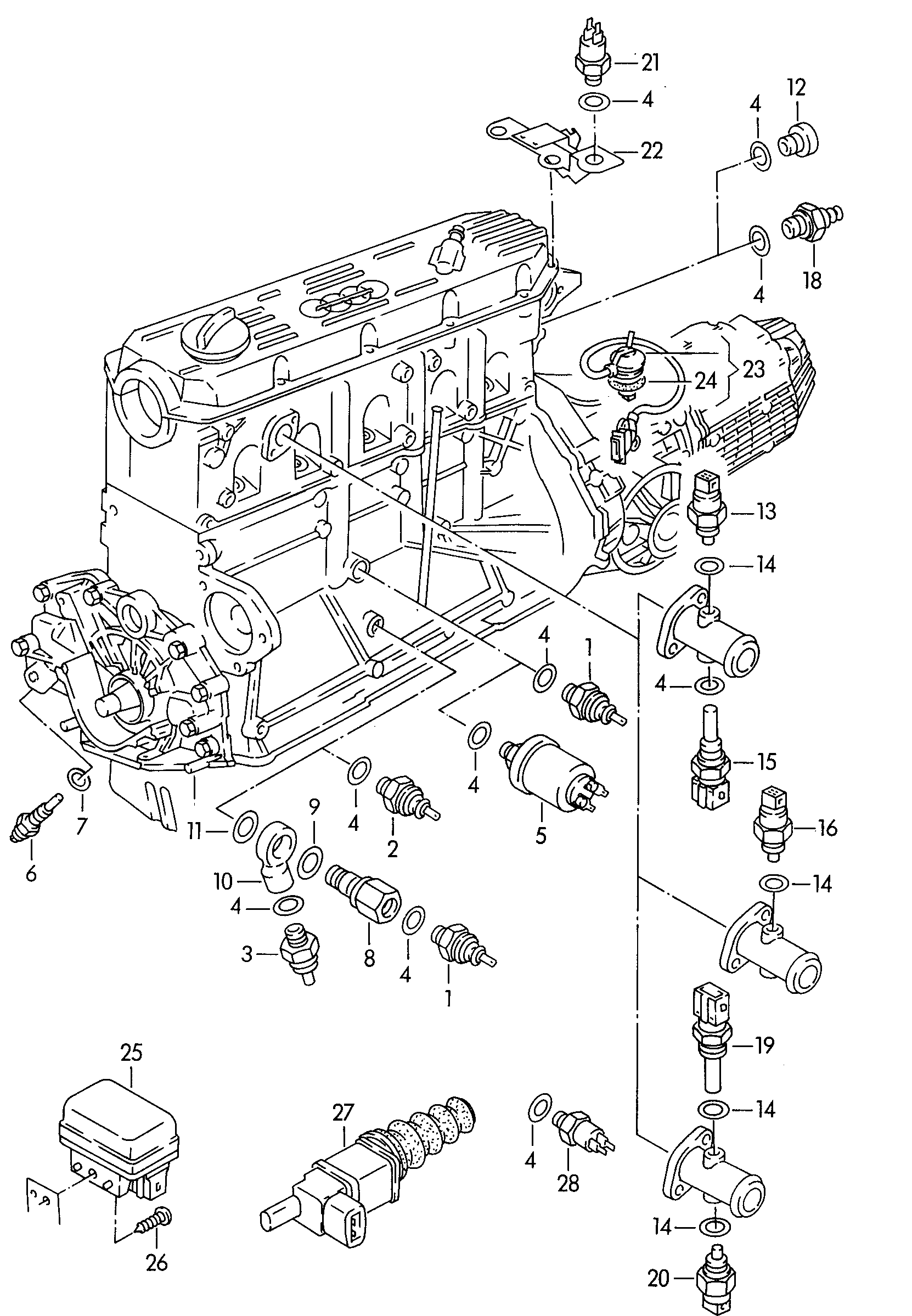 Skoda 034 906 161 - Датчик, температура охлаждающей жидкости unicars.by