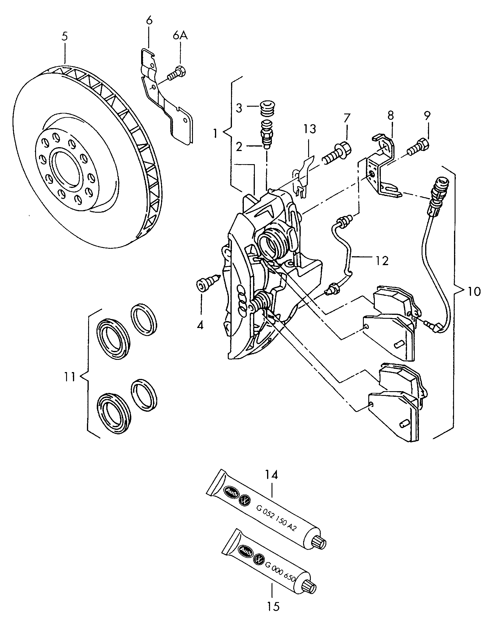 VW 4A0 698 151 B - Тормозные колодки, дисковые, комплект unicars.by