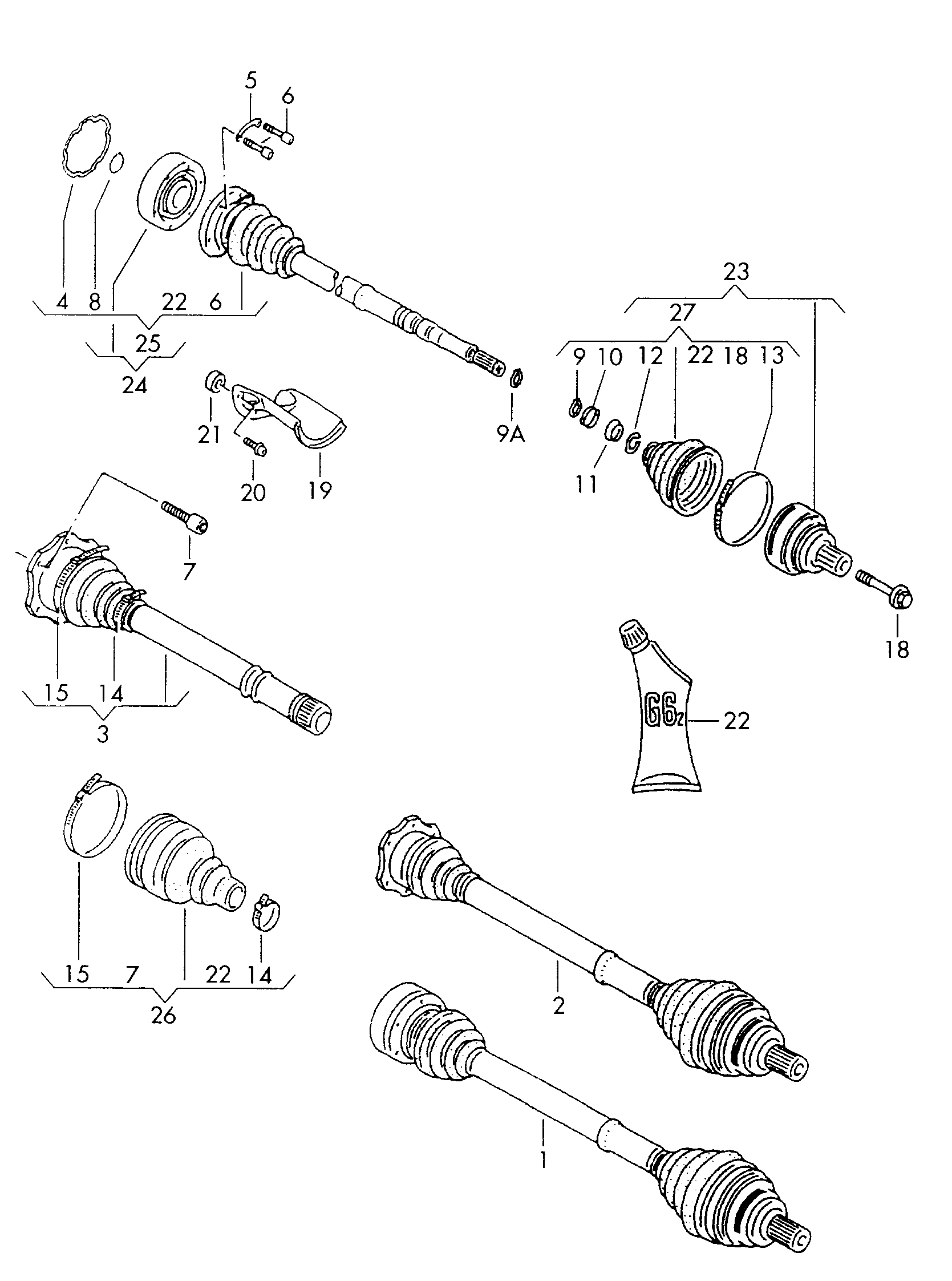 AUDI 3B0498103 - Шарнирный комплект, ШРУС, приводной вал unicars.by