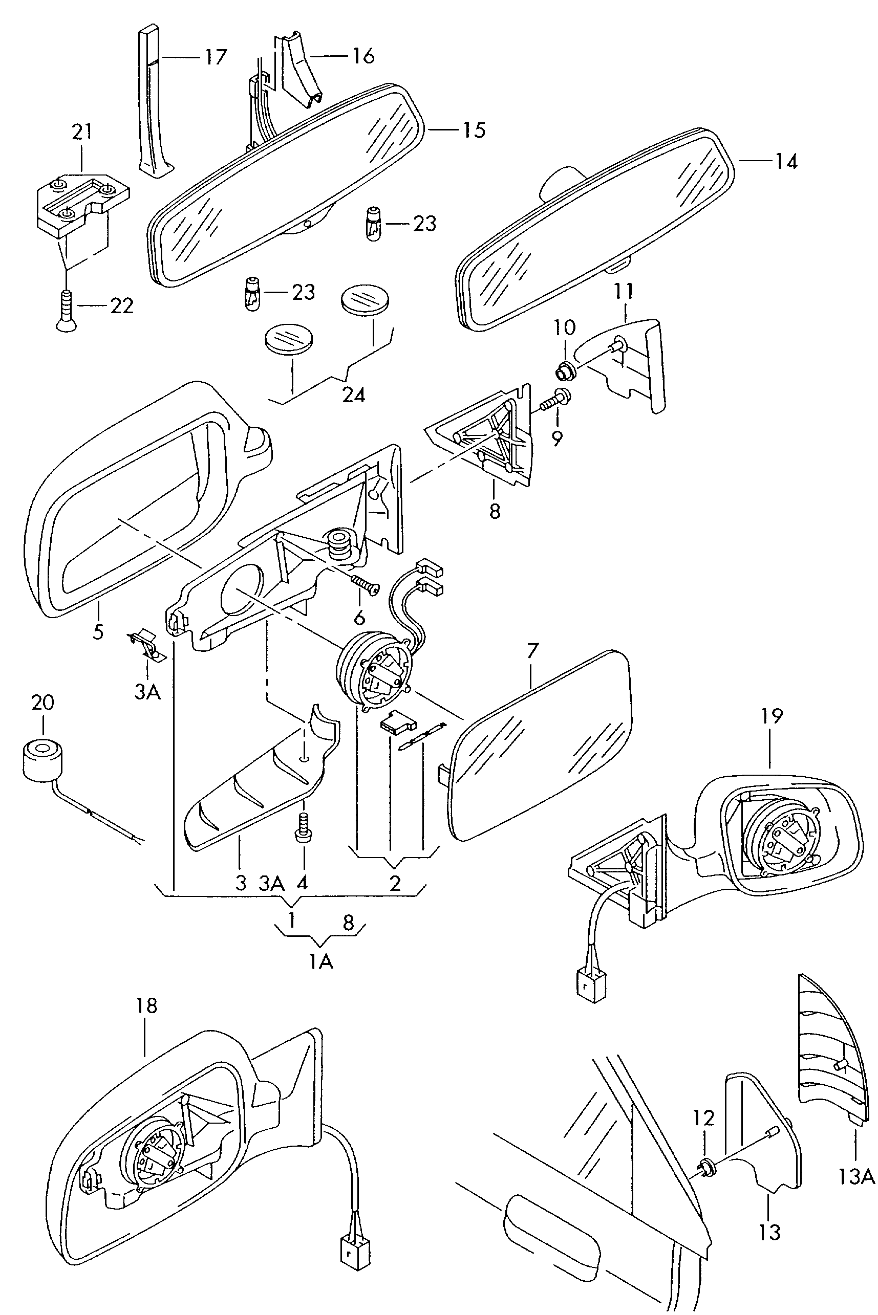 VAG 8D0857535C - Зеркальное стекло, наружное зеркало unicars.by