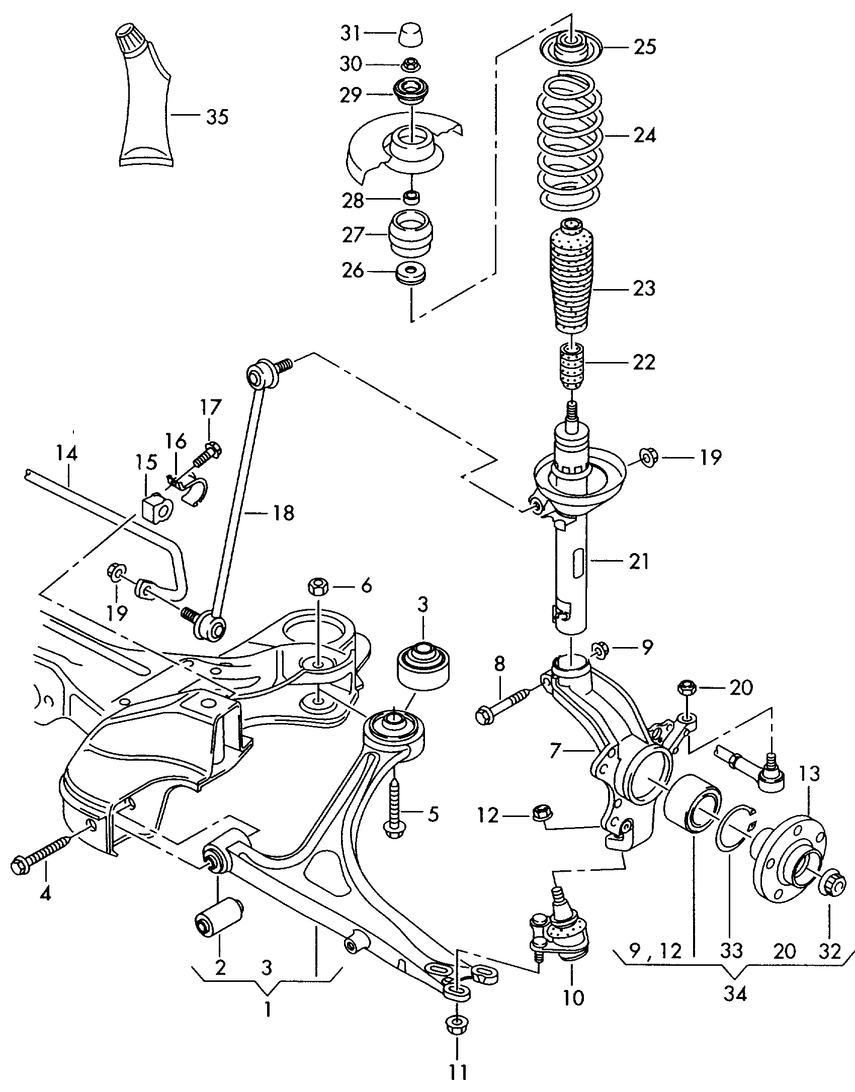 VW (FAW) 1J0 412 341 - Подшипник качения, опора стойки амортизатора unicars.by