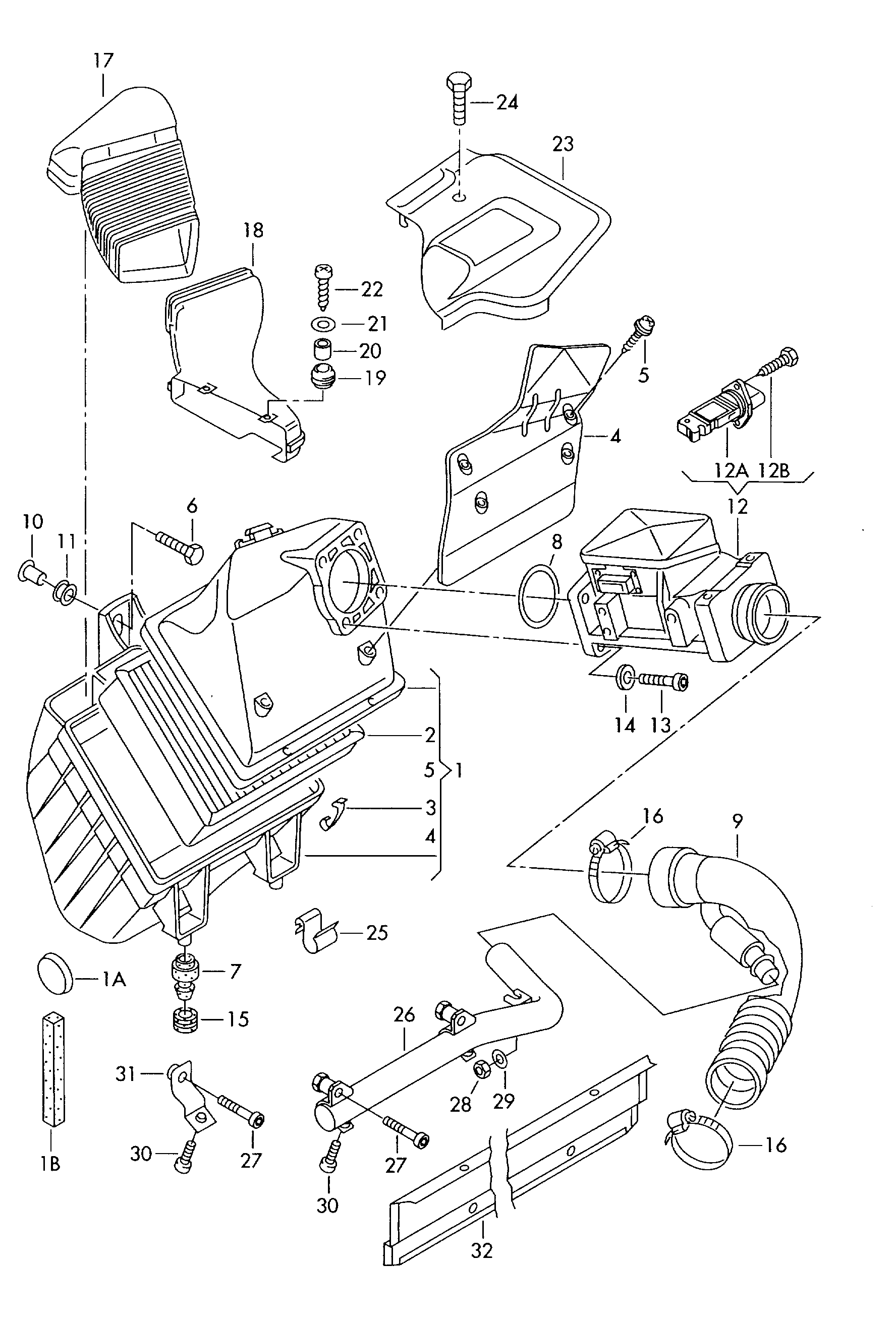 VW 058 133 843 - Воздушный фильтр, двигатель unicars.by