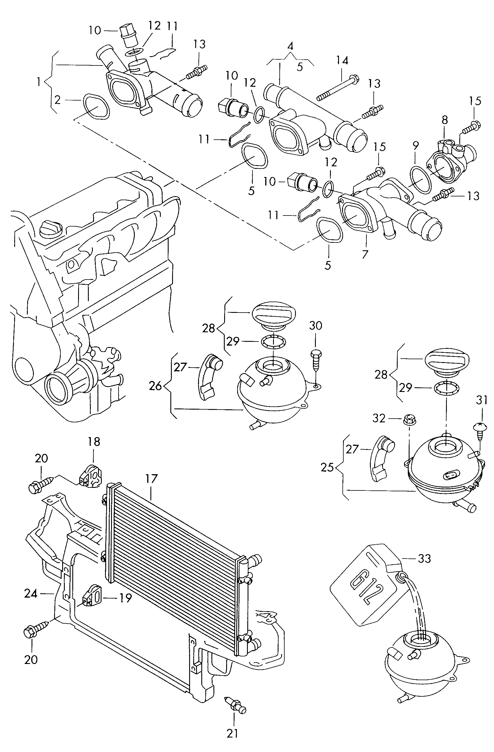 VAG 1J0121253N - Радиатор, охлаждение двигателя unicars.by