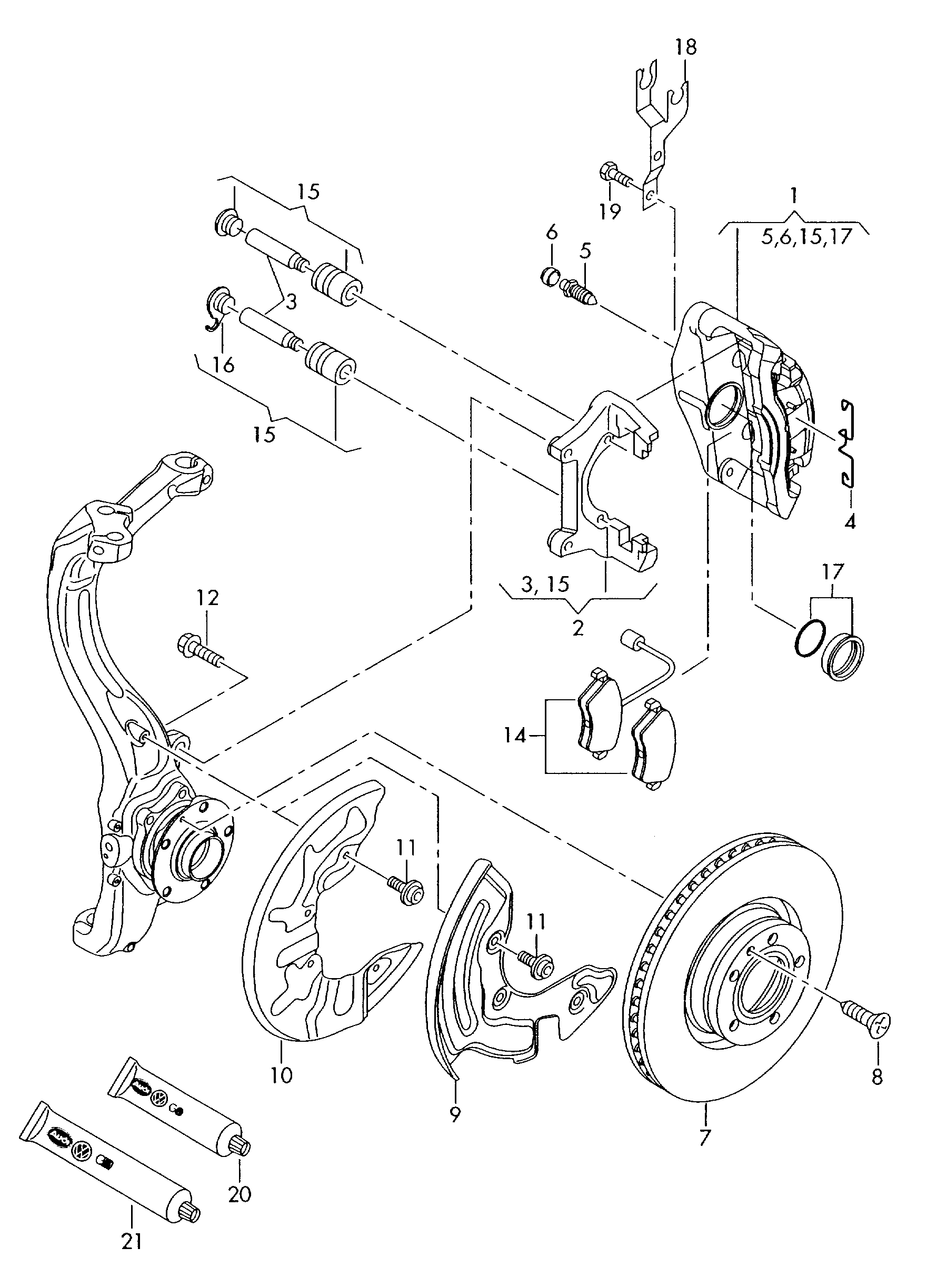 AUDI 4B0 698 151 AD - Тормозные колодки, дисковые, комплект unicars.by