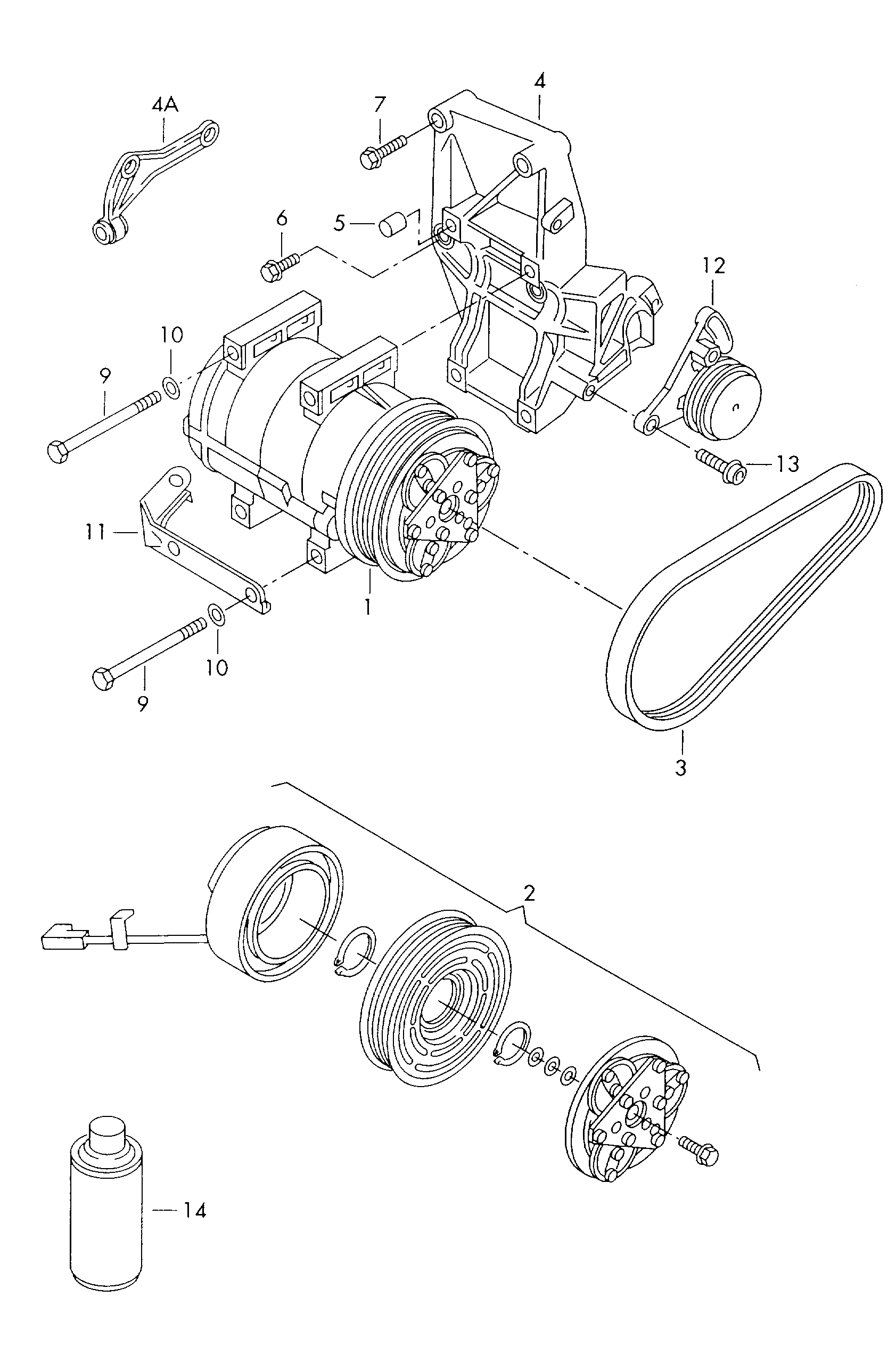 VW 8D0260805F - A/C compressor with electro-magnetic coupling unicars.by