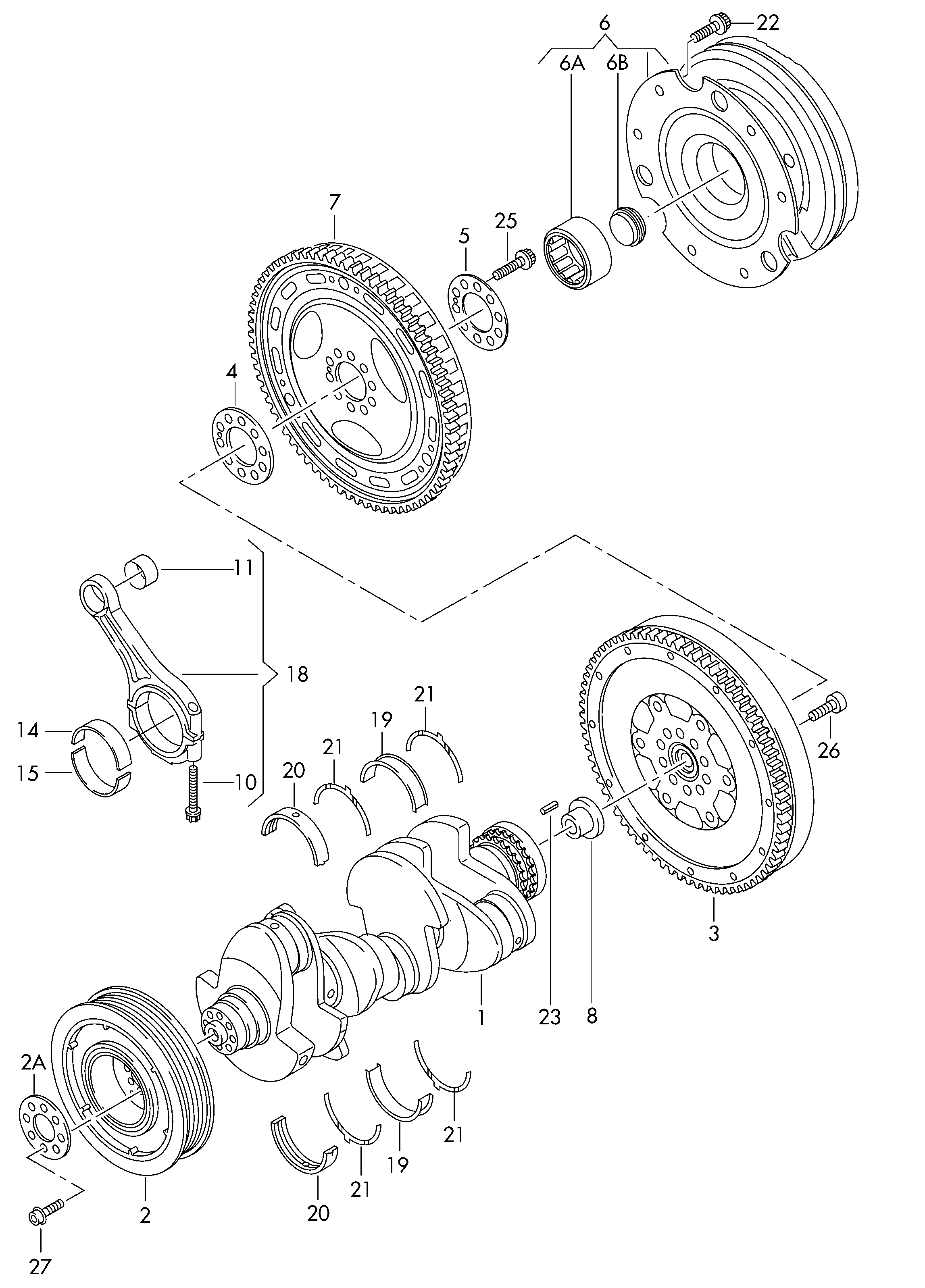 VAG 057 198 491 A - Комплект подшипников коленчатого вала unicars.by