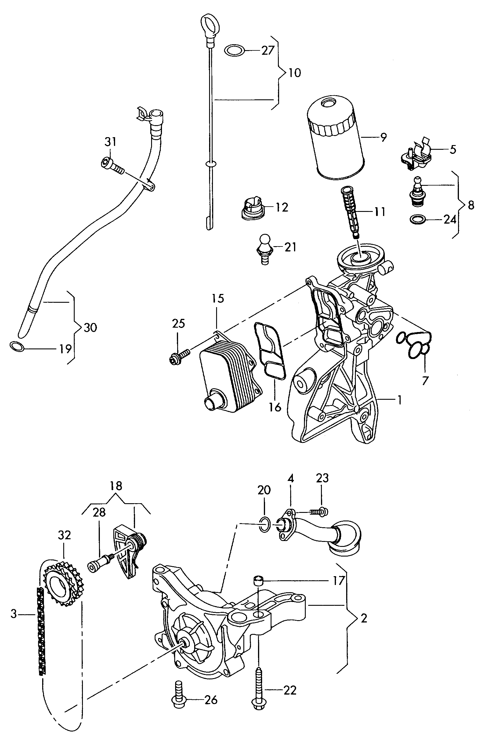 VW 06K 115 225 C - Комплект цепи, привод масляного насоса unicars.by