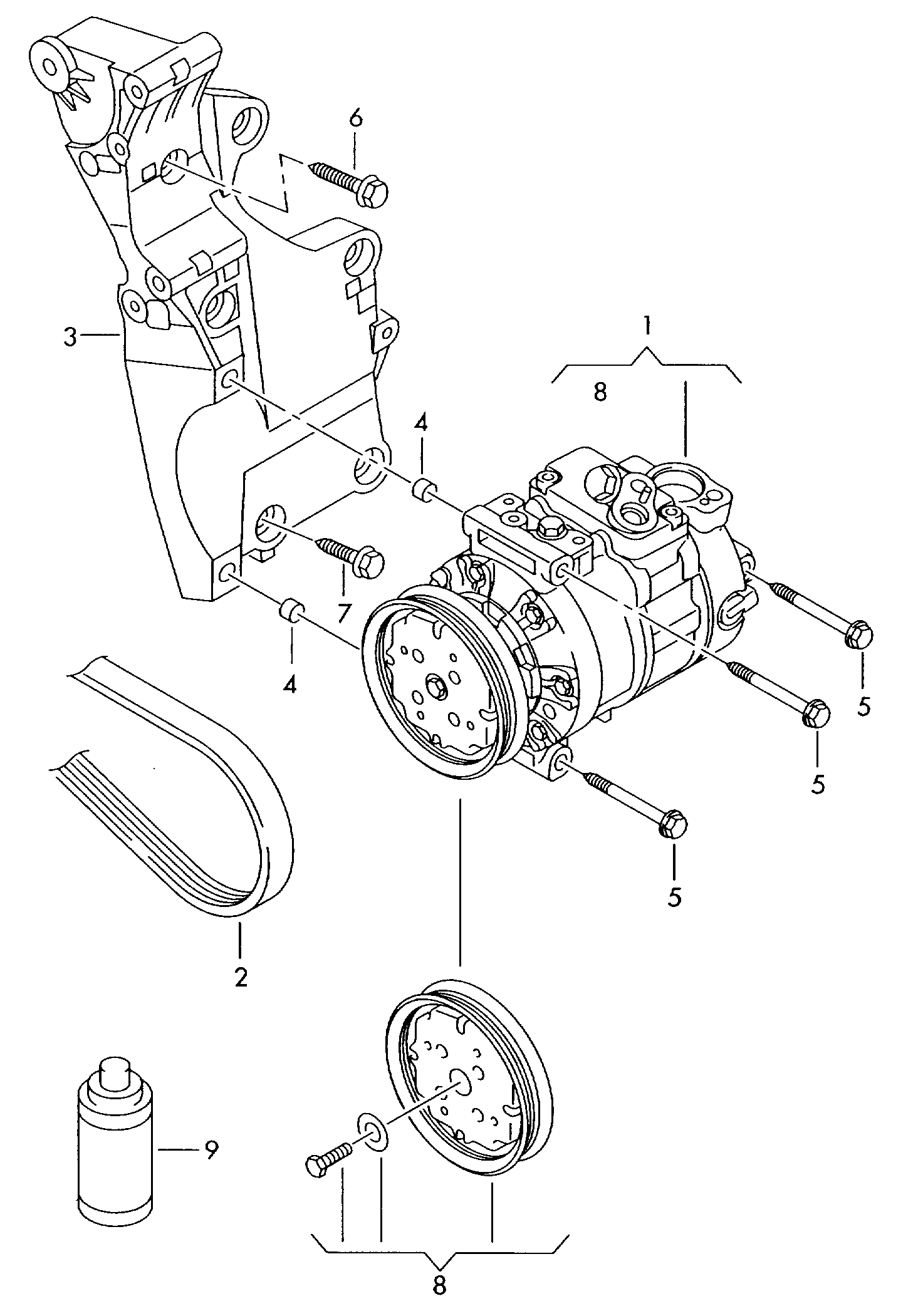 VW (SVW) 1K0 820 803 J - Компрессор кондиционера unicars.by